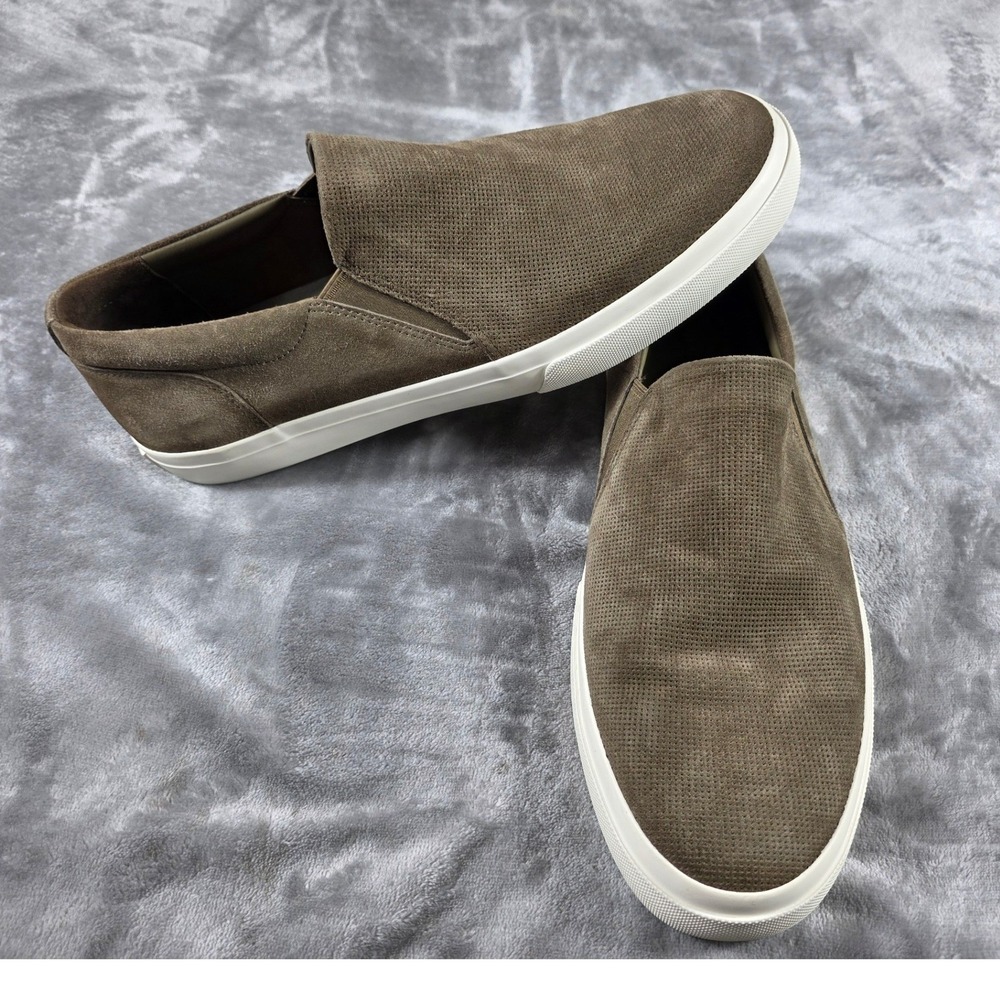 Vince Fletcher Flint Brown Slip On Sneakers Mens 10.5 Suede Leather Shoes